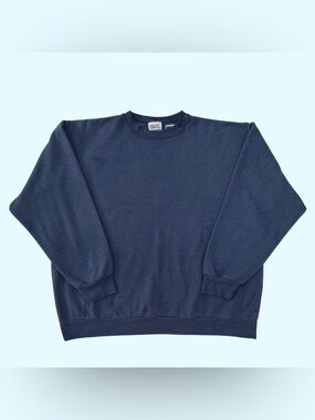 Vintage 90s Simply Basic Blank Crewneck Sweatshirt Faded Navy XL